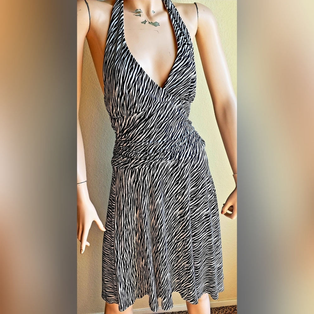 My Michelle black and white halter dress